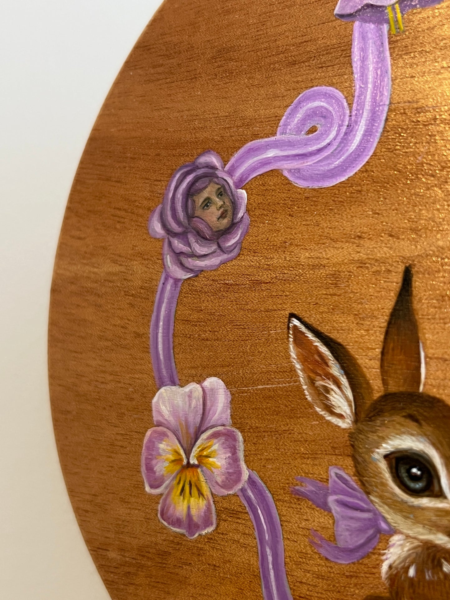 Flora & Fawna original oil painting on palette